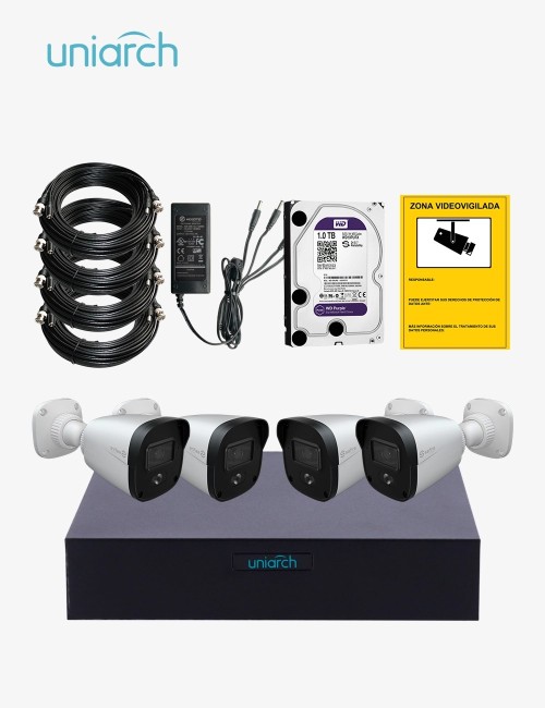 Kit CCTV UNIARCH autoinstalable 4 cámaras bullet ECO