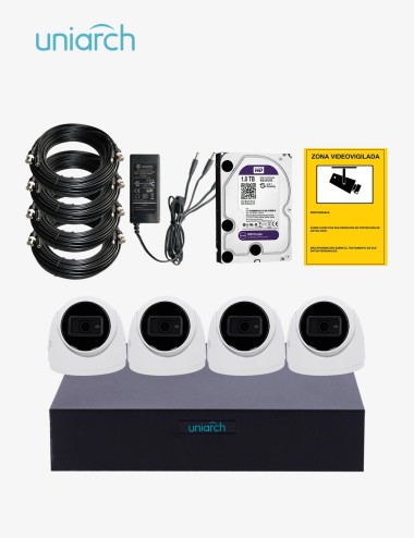 Kit CCTV UNIARCH autoinstalable 4 cámaras turret ECO