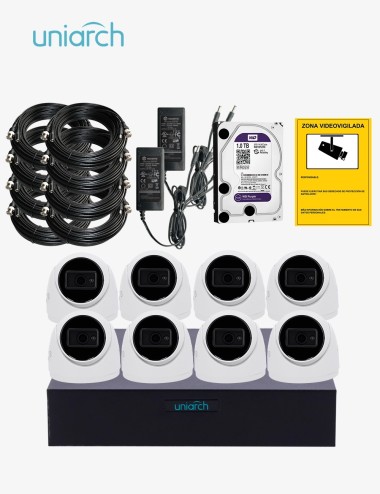 Kit CCTV UNIARCH autoinstalable 8 cámaras turret ECO
