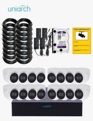 Kit CCTV UNIARCH autoinstalable 16 cámaras turret ECO