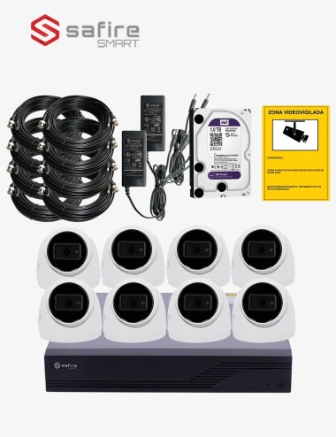 Kit CCTV SAFIRE autoinstalable 8 cámaras turret ECO+