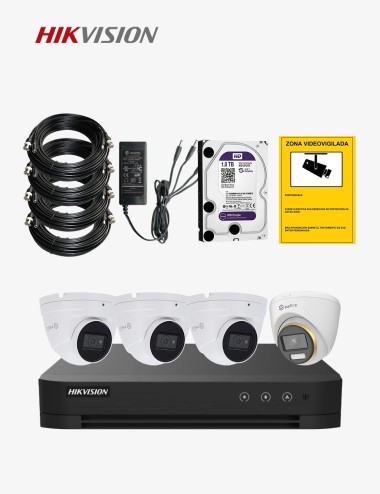 Kit CCTV HIKVISION autoinstalable 4 cámaras turret PRO