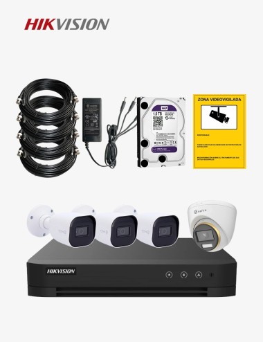 Kit CCTV HIKVISION autoinstalable 4 cámaras bullet/turret PRO
