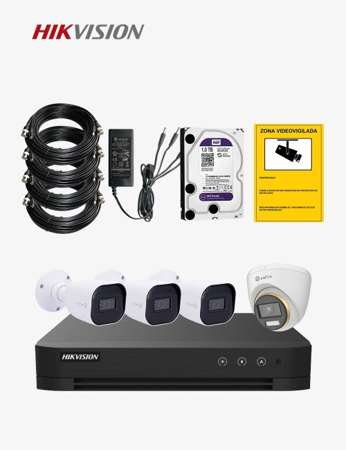 Kit CCTV HIKVISION autoinstalable 4 cámaras bullet/turret PRO