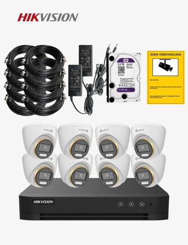 Kit CCTV HIKVISION autoinstalable 8 cámaras turret PRO+