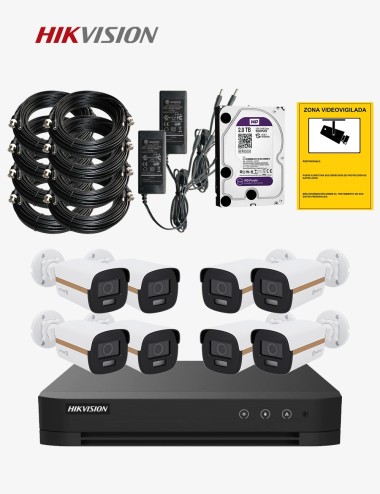 Kit CCTV HIKVISION autoinstalable 8 cámaras bullet PRO+
