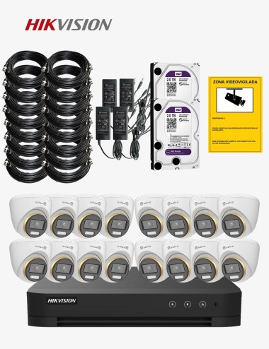 Kit CCTV HIKVISION autoinstalable 16 cámaras turret PRO+