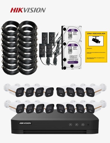 Kit CCTV HIKVISION autoinstalable 16 cámaras bullet PRO+