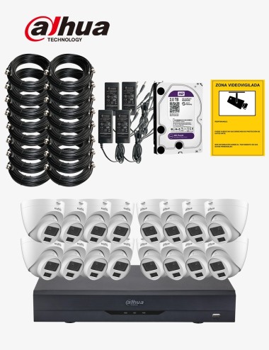 Kit CCTV DAHUA autoinstalable 16 cámaras domo ECO+