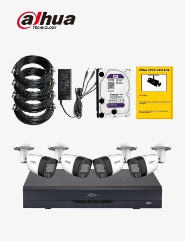 Kit CCTV DAHUA autoinstalable 4 cámaras bullet ECO+