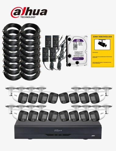 Kit CCTV DAHUA autoinstalable 16 cámaras bullet ECO+