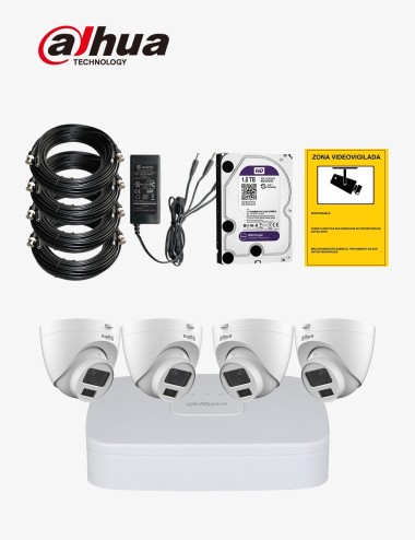 Kit CCTV DAHUA autoinstalable 4 cámaras domo ECO