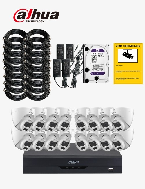 Kit CCTV DAHUA autoinstalable 16 cámaras domo ECO