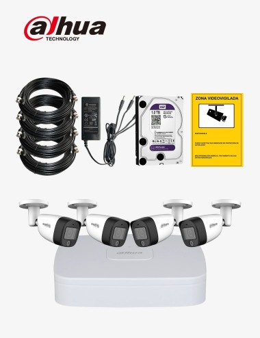 Kit CCTV DAHUA autoinstalable 4 cámaras bullet ECO