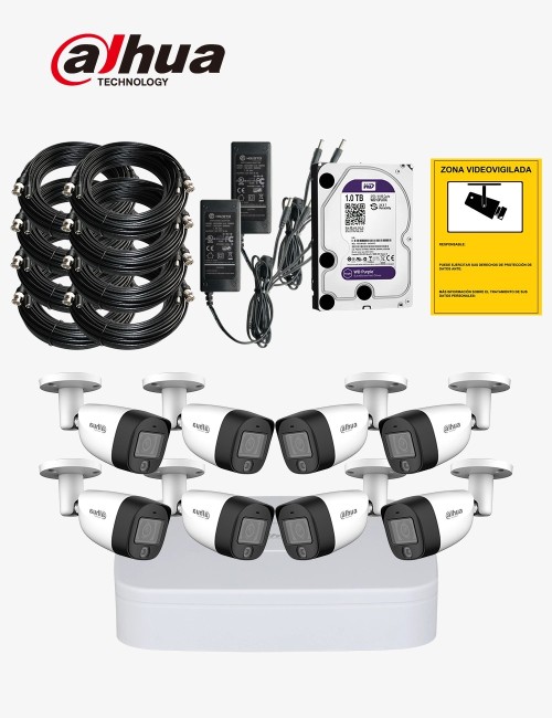 Kit CCTV DAHUA autoinstalable 8 cámaras bullet ECO