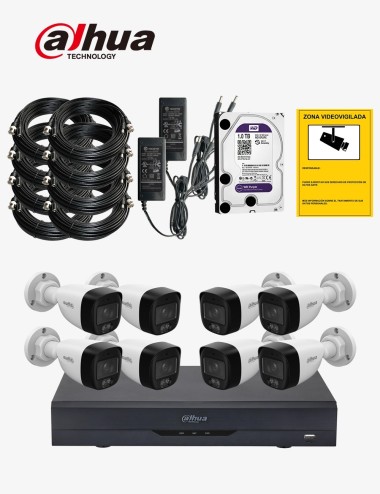 Kit CCTV DAHUA autoinstalable 8 cámaras bullet WDR ECO+