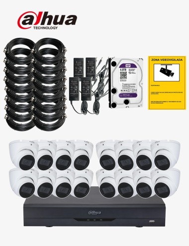 Kit CCTV DAHUA autoinstalable 16 cámaras domo PRO+