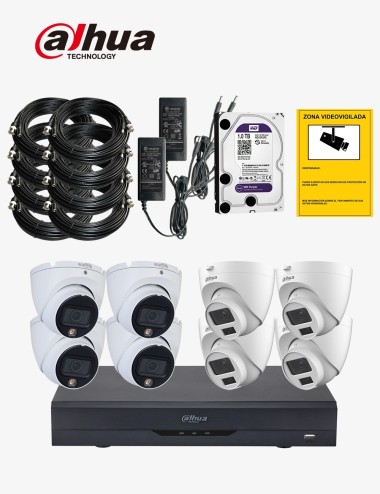 Kit CCTV DAHUA autoinstalable 8 cámaras domo MED