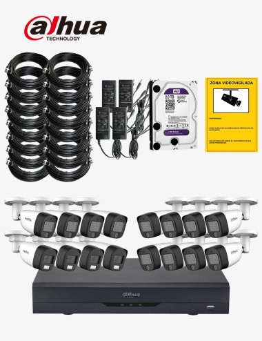Kit CCTV DAHUA autoinstalable 16 cámaras bullet MED
