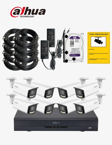 Kit CCTV DAHUA autoinstalable 8 cámaras bullet varifocales WDR ECO+